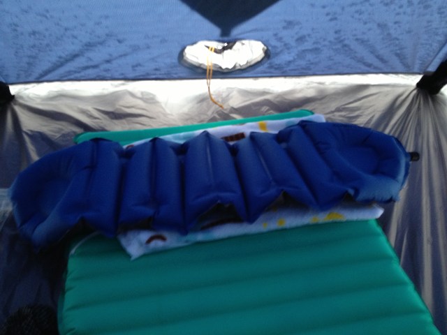 Klymit Cush inflatable pillow used for testing